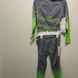 Gray and Green Activewear Set